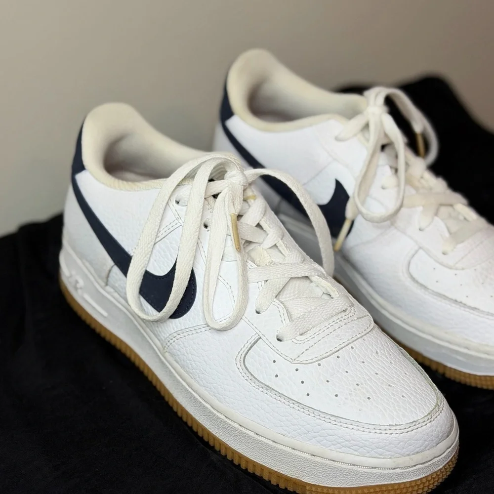 Nike Air Force 1 Low Gs “White Obsdian” Basketball Sneaker size 7Y
